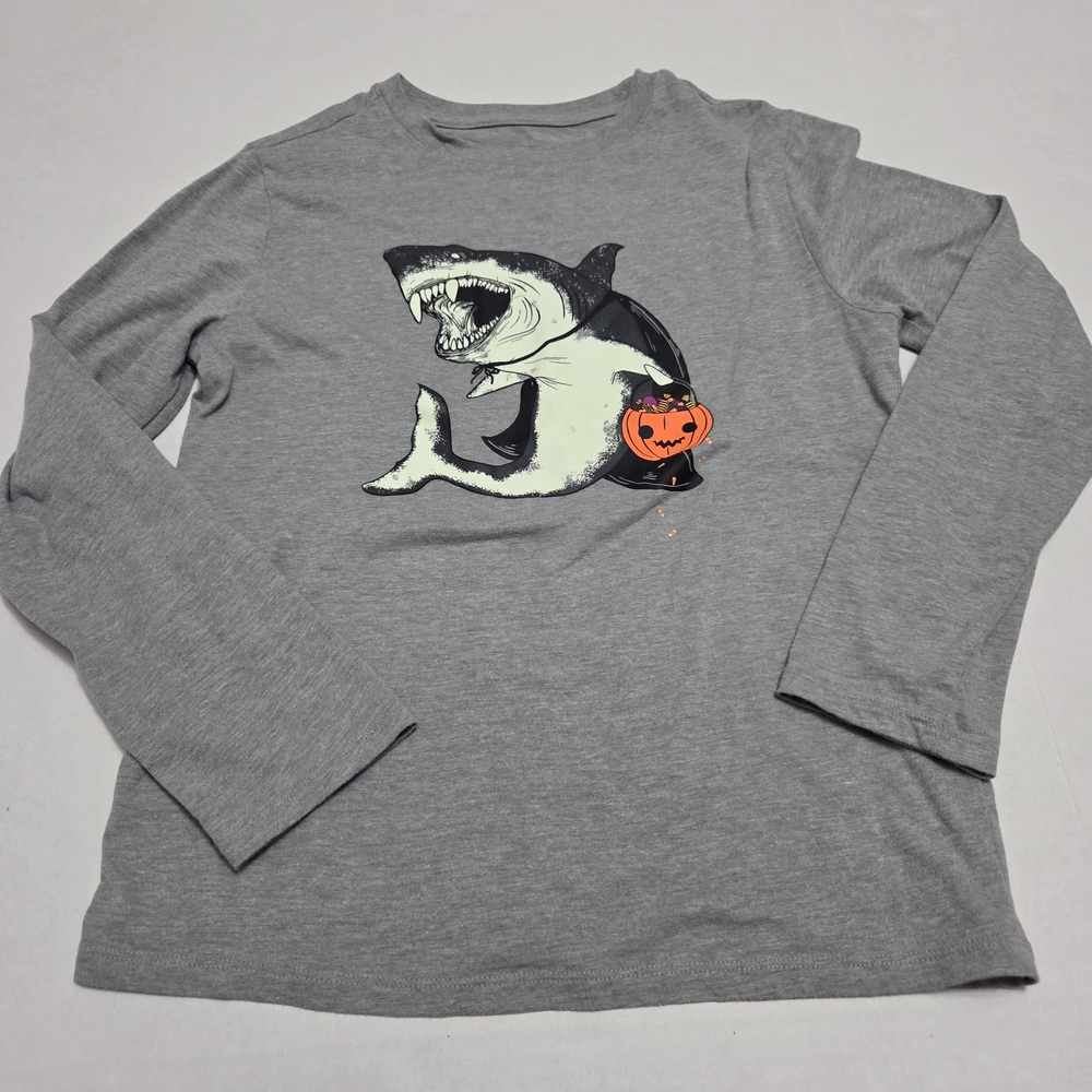 Cat & Jack Gray Shark Halloween Long Sleeve Tee NWOT
